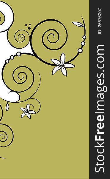 Floral background with flowers and spirals