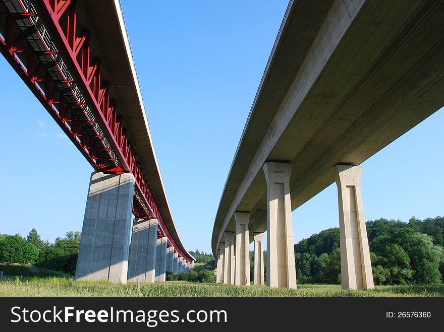 Motorway bridge landscape with azure heaven