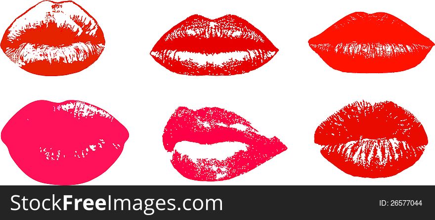 Red lips on a white background