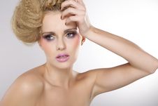 Young Pretty Woman With Beautiful Blond Hairs Royalty Free Stock Photography Young Pretty Woman With Beautiful Blond Hairs Royalty Free Stock Photography
