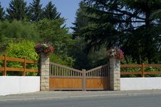 Wooden Gate, Entrance To A Front Yard Royalty Free Stock Photos