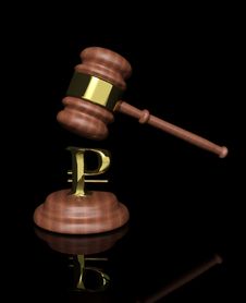 Gavel With Ruble Design Royalty Free Stock Photography