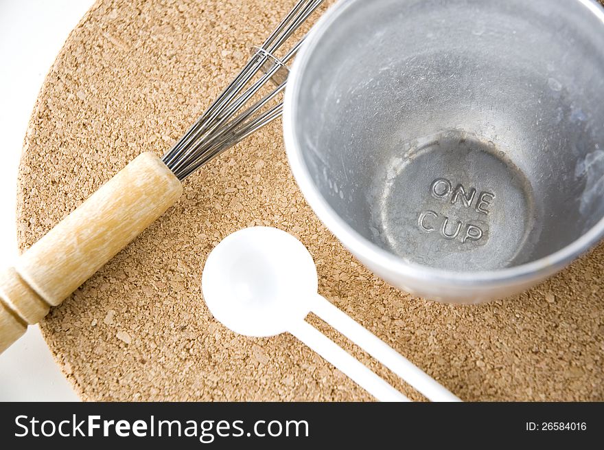 Close up measuring one cup on board