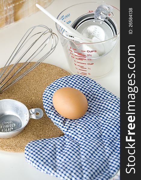 Kitchenware and egg prepare for cooking. Kitchenware and egg prepare for cooking