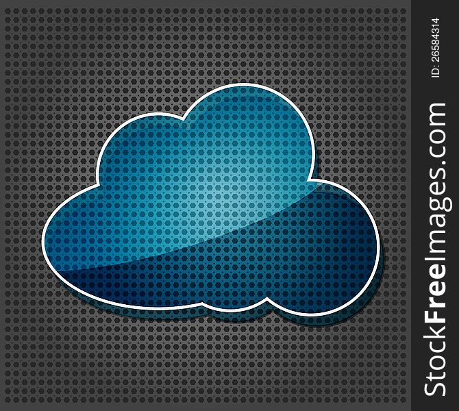 Transparency blue cloud computing icon on the metallic background. Transparency blue cloud computing icon on the metallic background