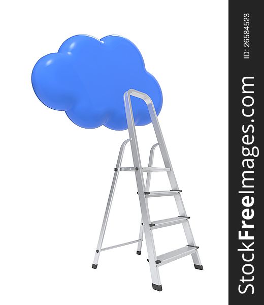 A Competition Concept, Cloud with Ladders on White. A Competition Concept, Cloud with Ladders on White.