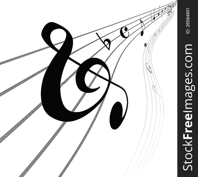 Abstract musical lines with notes. Vector