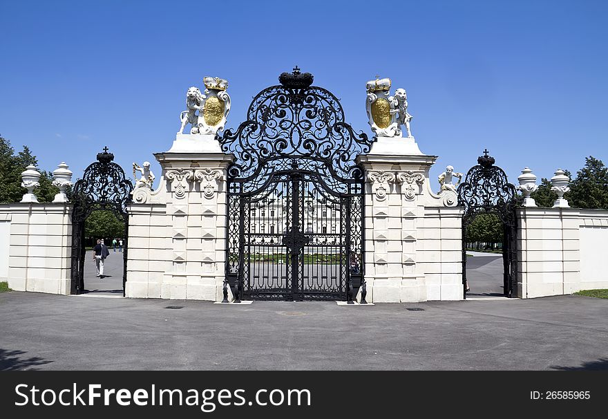 The Belvedere is a baroque palace complex built by Prince Eugene of Savoy Entrance gate