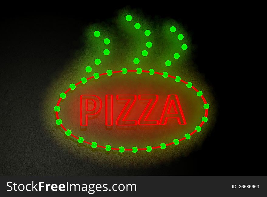 Pizza sign on black background