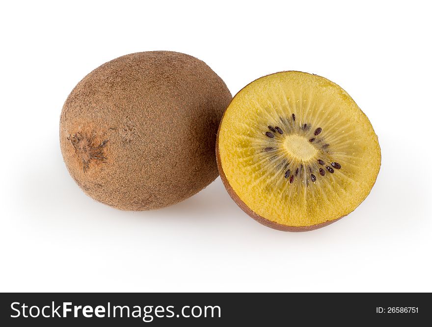 Golden kiwi  on white