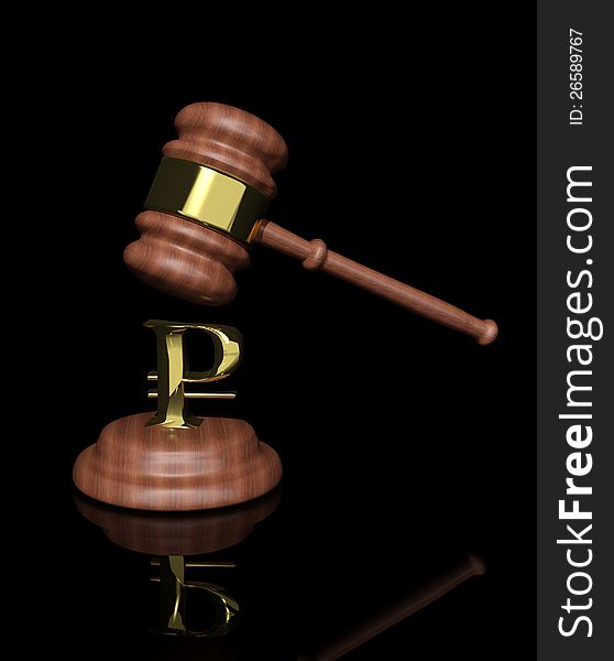 3d Judges Gavel with ruble design