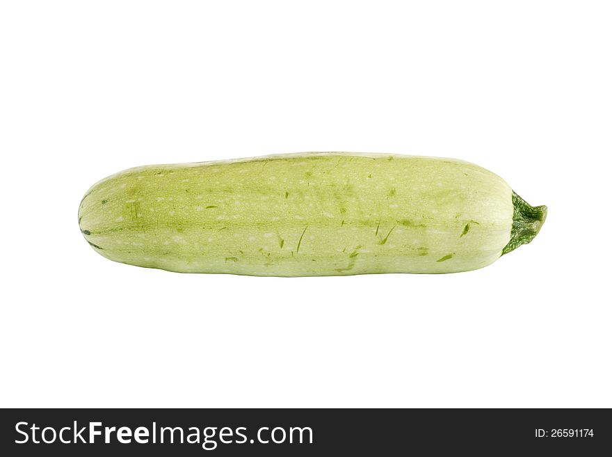 Green marrow squash on white background. Clipping path is included