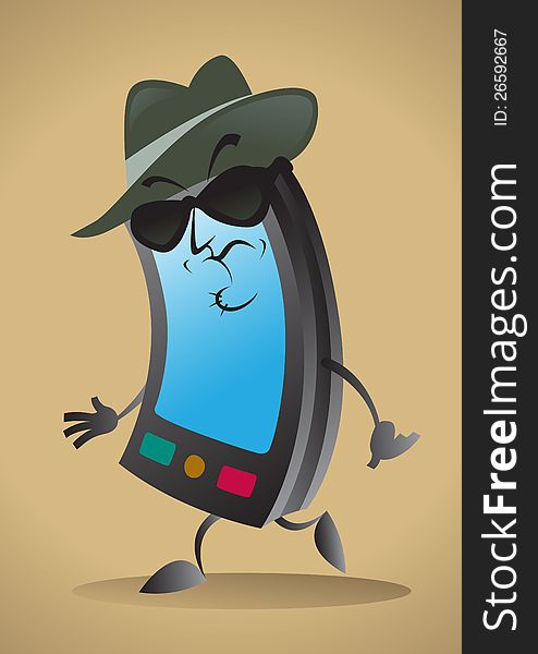 Illustration of a very Sinister Cell Phone Character
