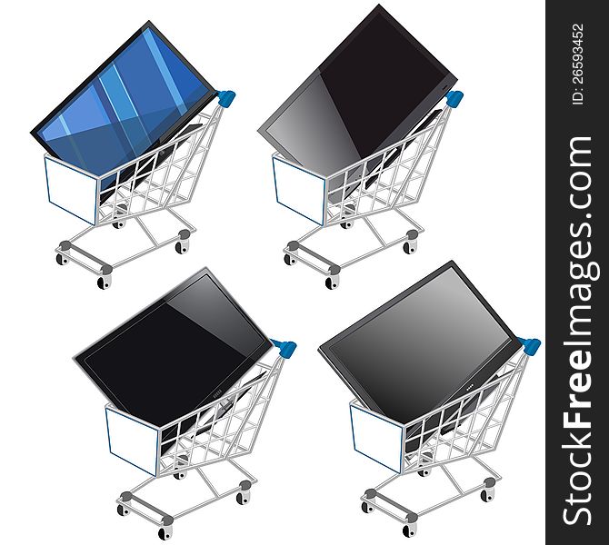 Shopping Shopping Cart With Flat Screen TV