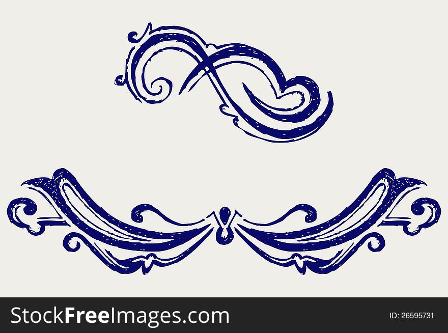 Calligraphic design element and page decoration. Calligraphic design element and page decoration