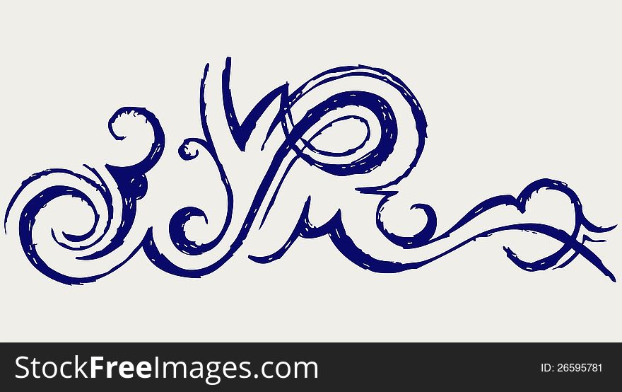 Calligraphic design element. Doodle style