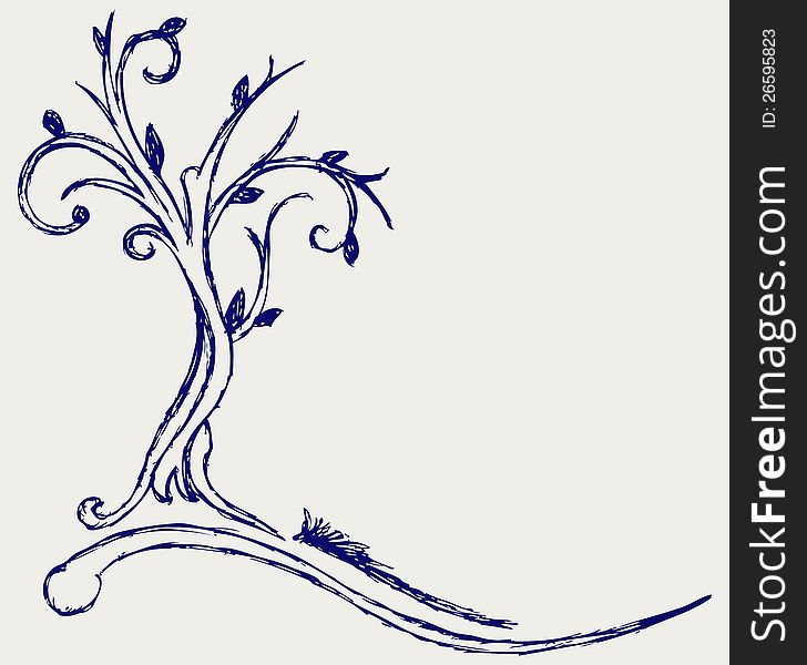 Trees silhouettes. Doodle style. Vector