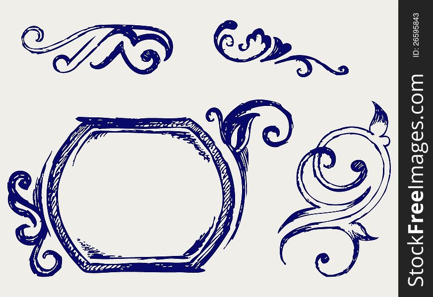 Calligraphic design element. Doodle style