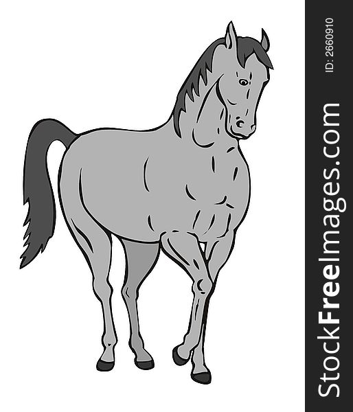 Vector art of a grey mustang