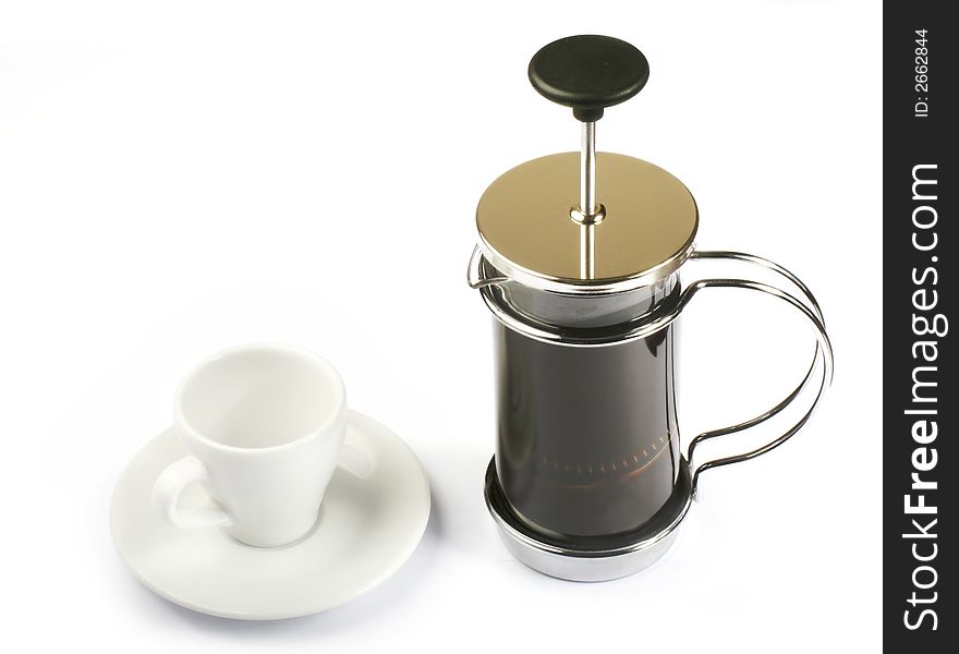 French Press-coffee With Cup