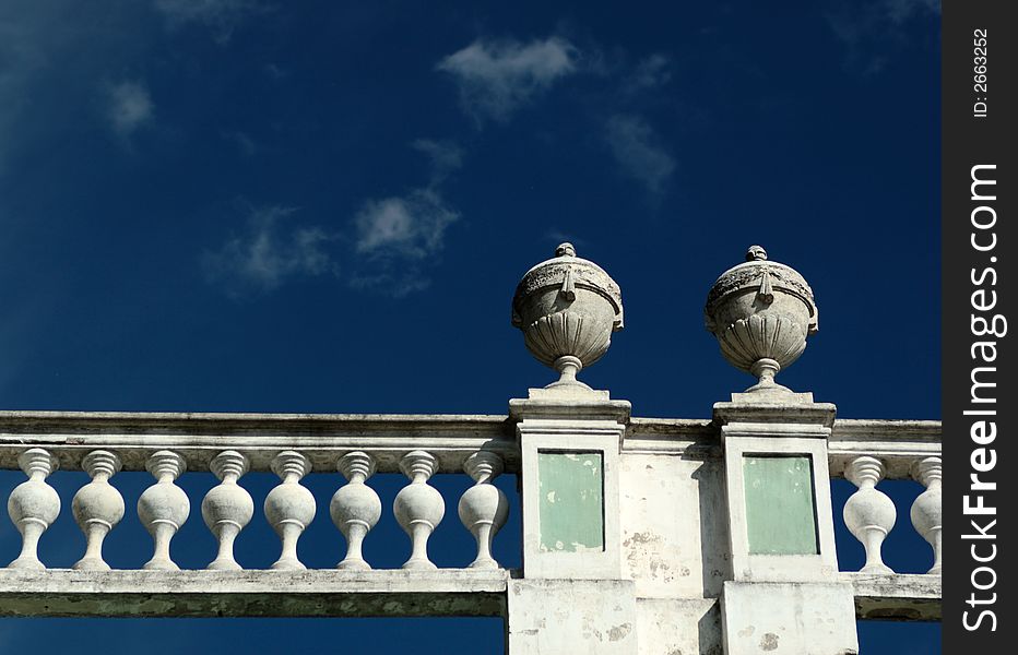 Banisters on the roof of Italian house (1755) Kuskovo estate, Moscow, Russia. An entertainment country residence of count Sheremetev.