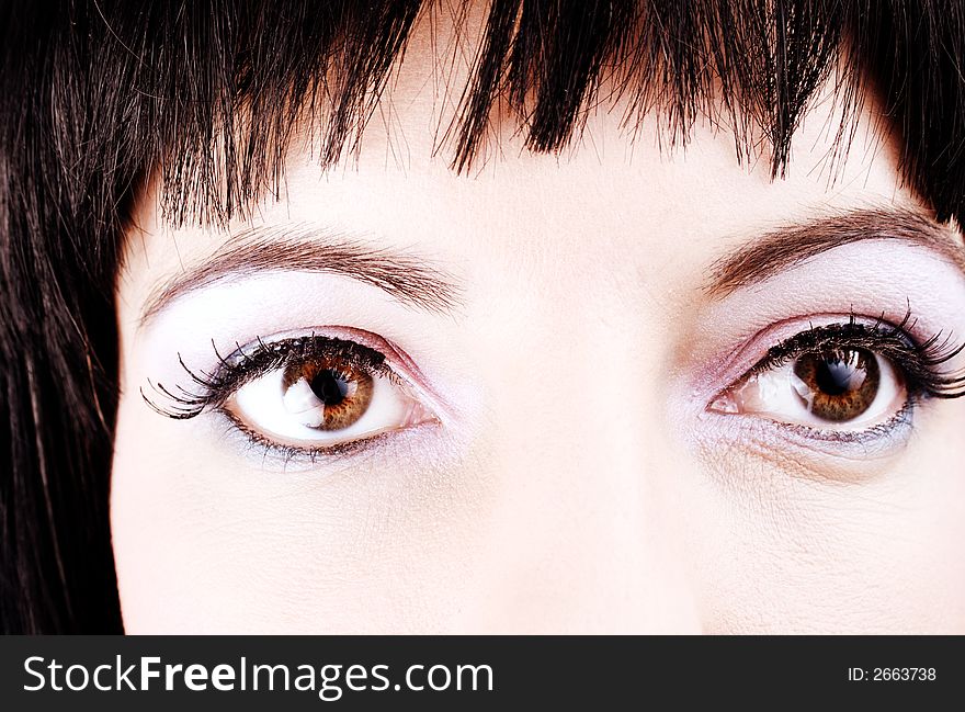 Portrait of a beautiful brunette's eyes. Portrait of a beautiful brunette's eyes