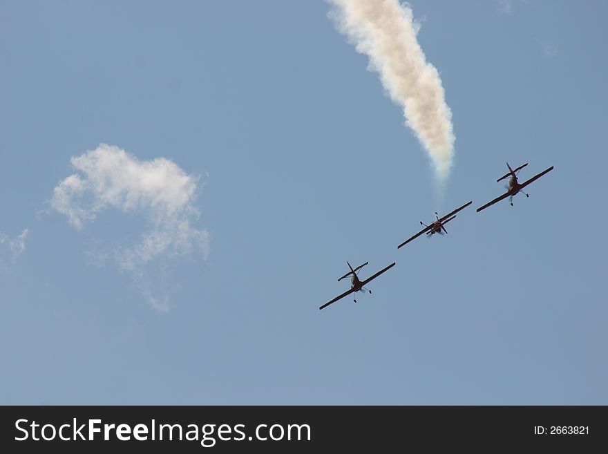 Airshow planes in a acrobatic formation. Airshow planes in a acrobatic formation