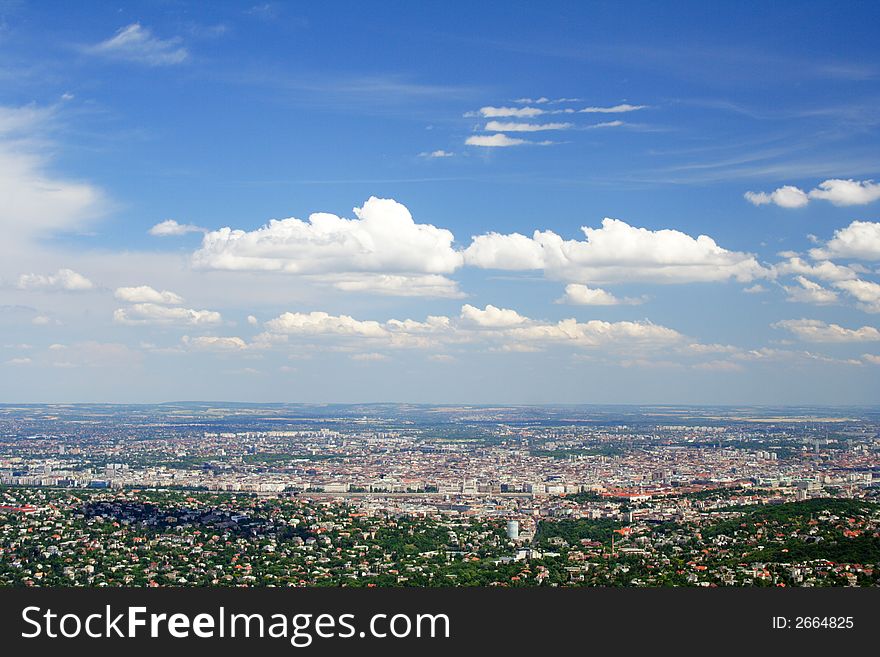 Budapest (Hungary) on a sunny day from above. Budapest (Hungary) on a sunny day from above