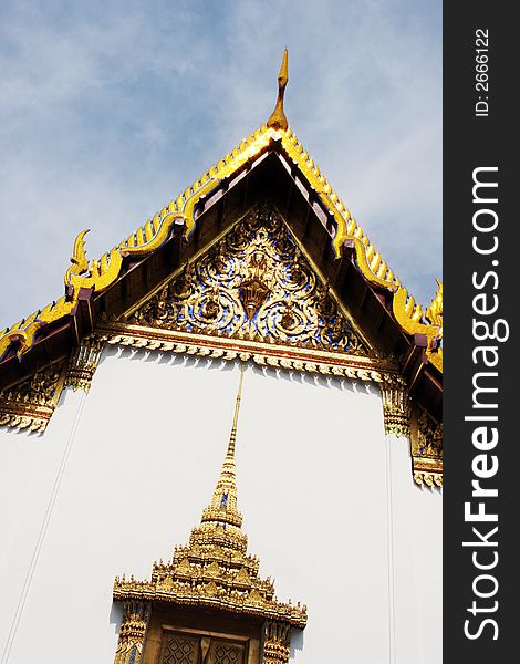 Close-up of architectural detail at the Grand Palace, Bangkok, Thailand - travel and tourism. Close-up of architectural detail at the Grand Palace, Bangkok, Thailand - travel and tourism.