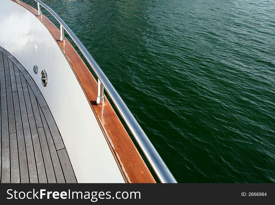 Yacht deck floor and ocean. Yacht deck floor and ocean