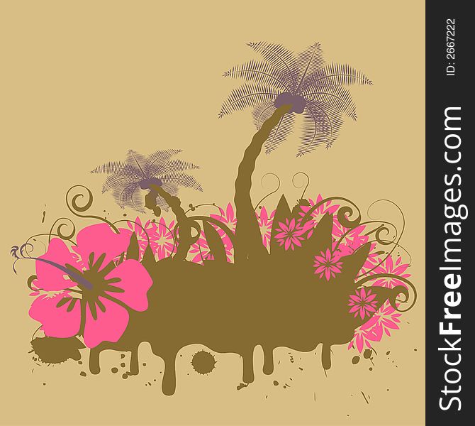 Abstract vector palmtree design with lots of copyspace