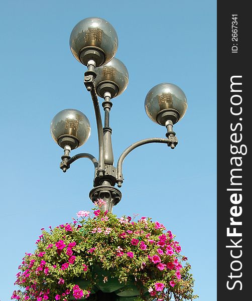 The ancient and antique lantern on the street