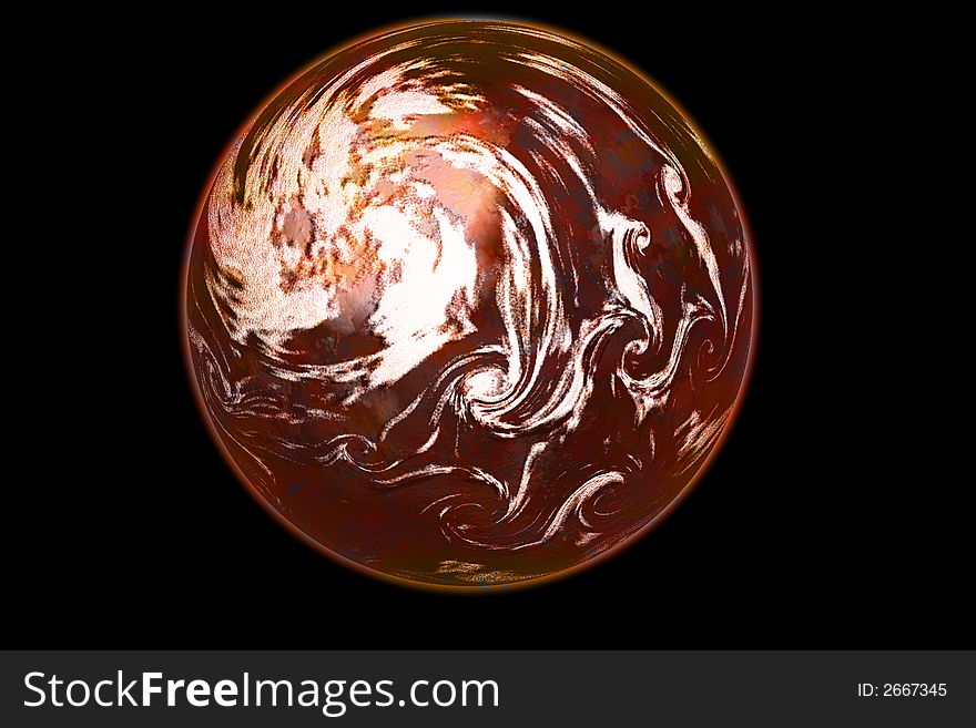 Rusted planet in a black background