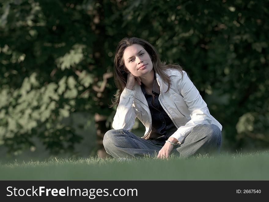 Relaxing in a park