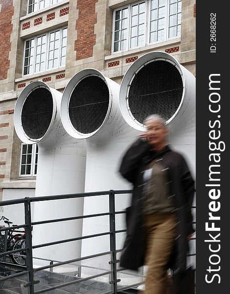 Tubes on the outside of Centre Pompidou in Paris