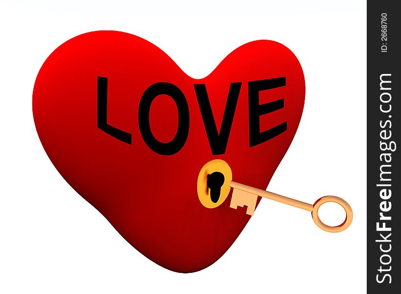A conceptual image of a key unlocking or locking up love. A conceptual image of a key unlocking or locking up love.