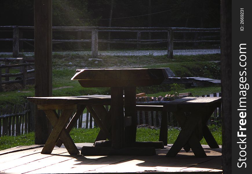 Wooden desk in the countryside rural house. Wooden desk in the countryside rural house