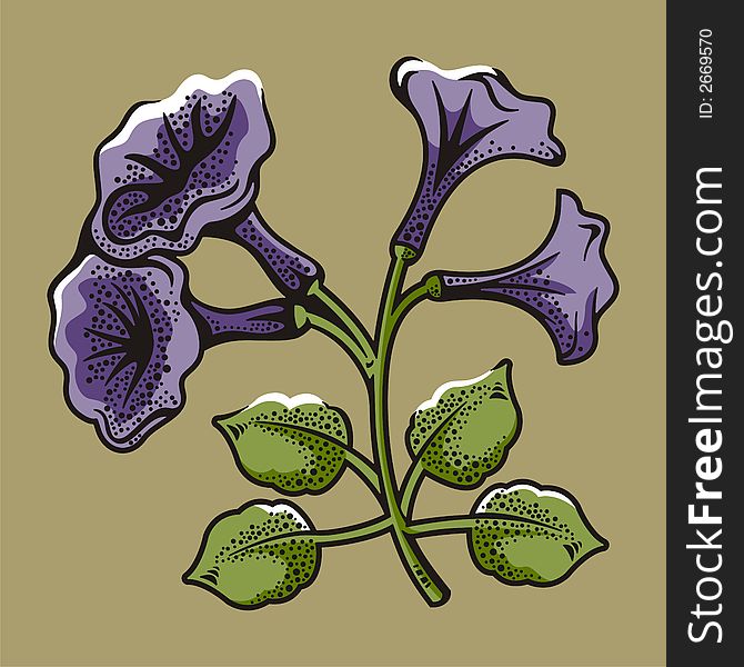 Vector illustration of violet petunias. Vector illustration of violet petunias.