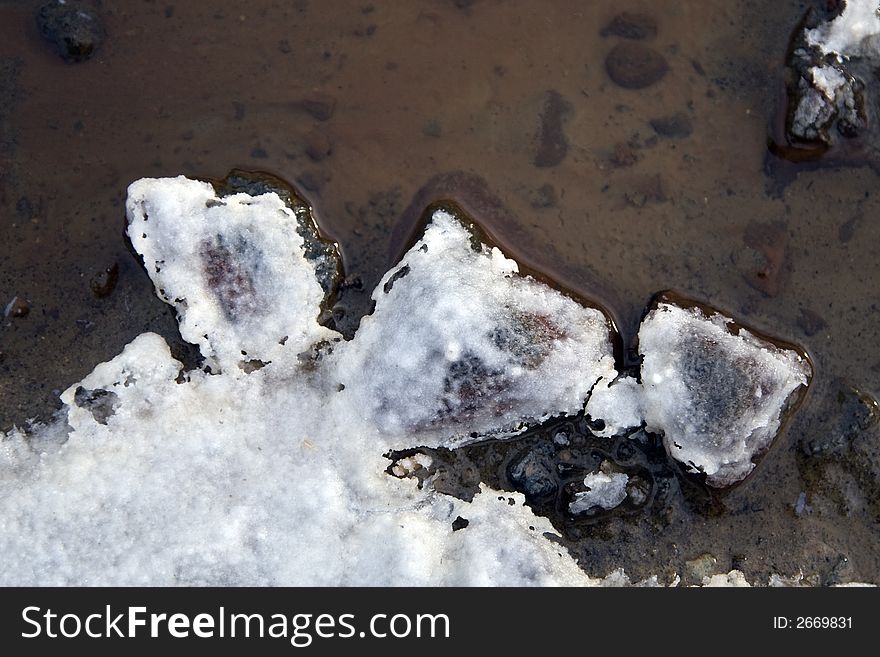 Salt crystallization on ground in Transylvania