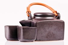Black Ceramic Teapot On White Stock Photo