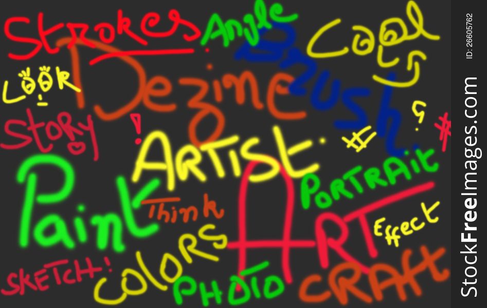 Colorful Graffiti Background, with text related to art & design.