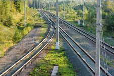 Railroad Tracks In Forest Horizontal View Stock Photos Railroad Tracks In Forest Horizontal View Stock Photos