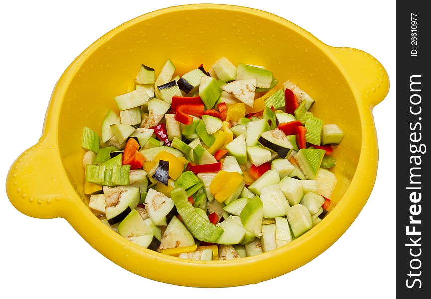 Isolated chopped raw vegetables image
