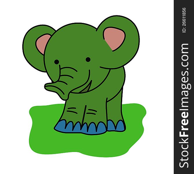 Small elephant on white background, vector