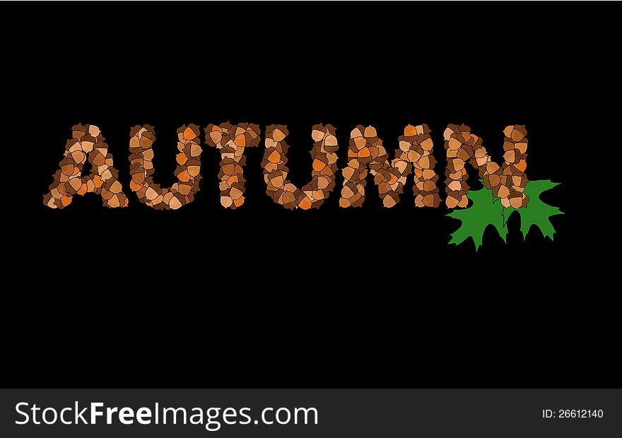 Vector autumn sign from acorn