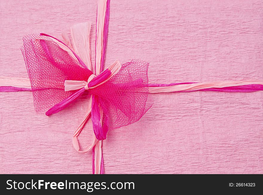 Pink Color Gift Box With Ribbon