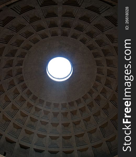 The interior of the Pantheon in Rome. The interior of the Pantheon in Rome