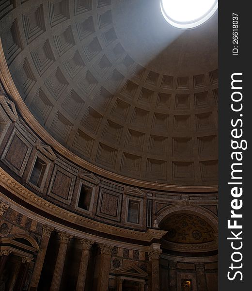 The interior of the Pantheon in Rome. The interior of the Pantheon in Rome