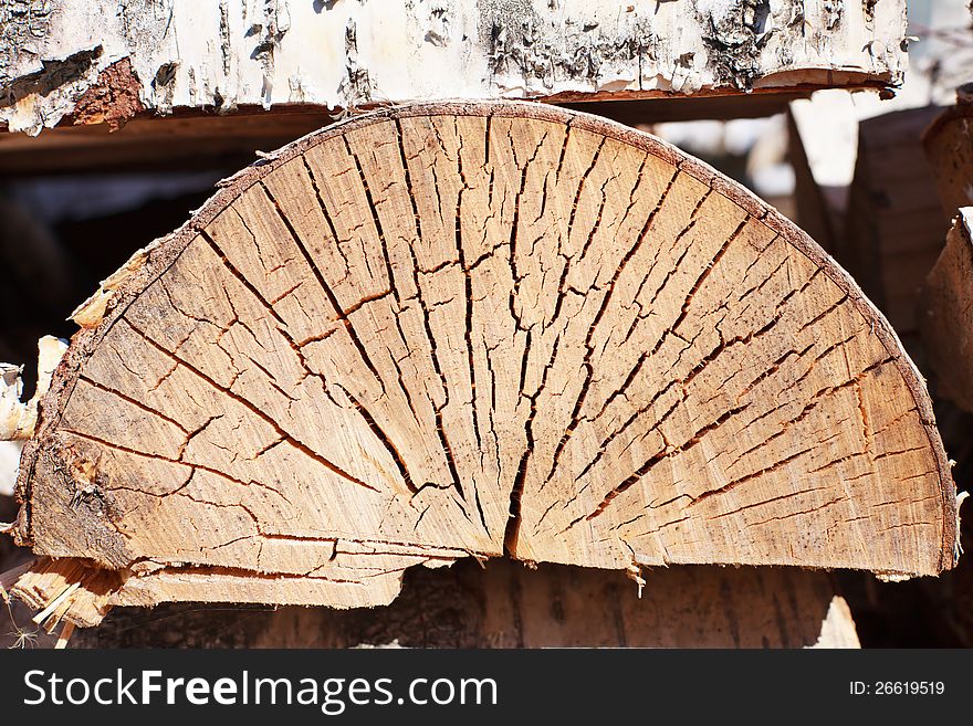 Birch wood in the woodpile. Birch wood in the woodpile.