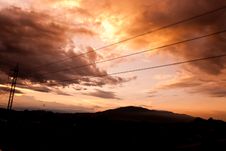 Silhouettes Of The Power Lines Stock Photography Silhouettes Of The Power Lines Stock Photography